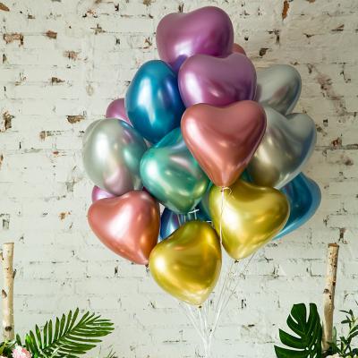 China High Quality 12inch Heart Chrome Metallic Balloons Custom Made Gold Metallic Balloon for sale