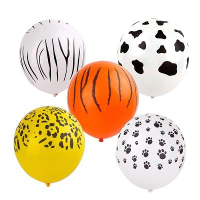 China 100pcs high quality eco-friendly printed latex balloons custom leopard cow paw zebra printed balloon for party decoration for sale