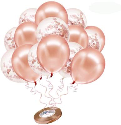 China Eco-Friendly 36 Pcs Wholesale Latex Royal Rose Gold Confetti Balloons and Rose Gold Party Balloons 12inch Set for sale