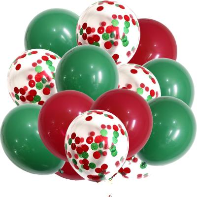 China Eco-friendly Red and Green Confetti Balloon Set Combination Christmas Party Decorations 50PCS Merry Christmas Balloon Set for sale