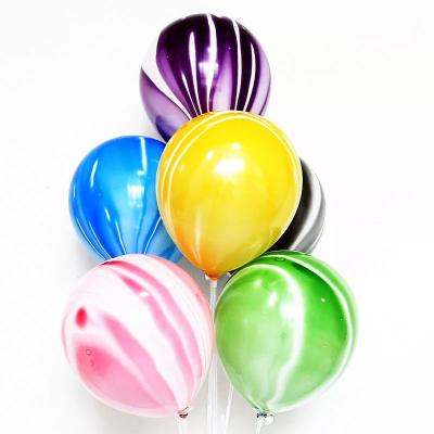 China Multicolor Agate Marbled Balloons 12 Inch Round Eco-friendly Helium Latex Set Rainbow Color Marble Balloon for sale