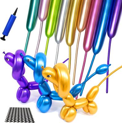 China Eco-Friendly 260 Metallic Balloons Balloons Long Skinny Slim Animals Chrome Twist Balloons Kits With Pump for sale