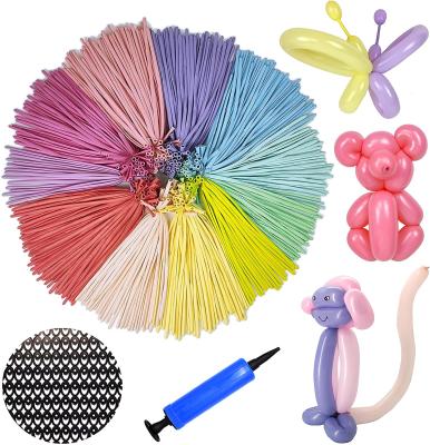 China Eco-Friendly 260 Long Balloon Kit With Pump Premium Quality Pastel Latex Twisting Balloons for sale