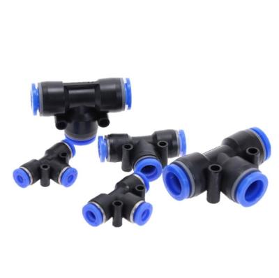 China energy & Extracting Pneumatic 12mm To 12mm T Type Connector Tee 3 Way Air Push In Fitting PE12 Quick Fittings for sale