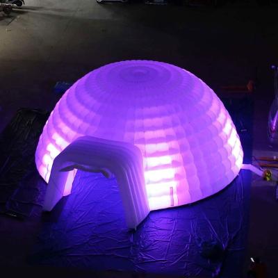 China Outdoor Event Wedding Party Display Large White Inflatable Canvas Party Tent Led Light Dome Tent House With Blower for sale