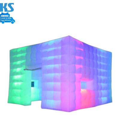 China Party Inflatable Cube Tent With Led Light 16 Colors Dimmable Mobile Portable Nightclub For Wedding Show Event Show for sale