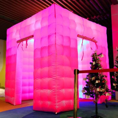 China 360 Photo Booth Inflatable Led Photo Booth Enclosure Backdrop For Advertising Bars Malls Events Trade Shows 16 Colors Dimmable for sale