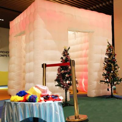 China Photo Booth Air Cube Booth Advertising Light Inflatable Outdoor Wedding Decoration Large Led Inflatable Photo Booth Party Tent for sale