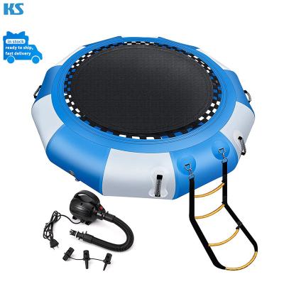 China Water Entertainment 6.5FT Swim Platform Inflatable Water Trampoline for Lake, Recreational Water Bouncer Floating Trampoline with 4-Step Rope for sale