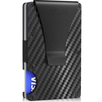 China Custom Fashion Logo Business Slim Credit Card Holder RFID Carbon Fiber Wallet For Men for sale