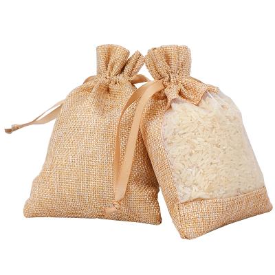 China One Side Rope Handle Organza Burlap Wedding Party Home Favor Bags Burlap Drawstring Gift Bag for sale