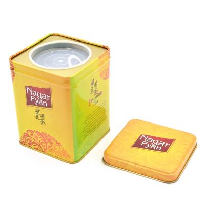 China Recycled Materials Tin Airtight Metal Tea Can Maker Empty Square Custom Tea Tin Box With Double Lid for sale