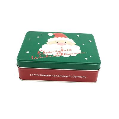 China Recycled Materials Christmas Rectangular Candy Metal Box Packaging Gift Cards Tin Box For Kids for sale