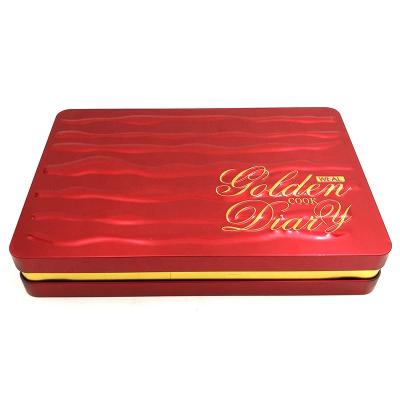 China Special Recycled Materials Embossed Large Rectangular Luxury Custom Food Grade Metal Chocolate Tin Box for sale