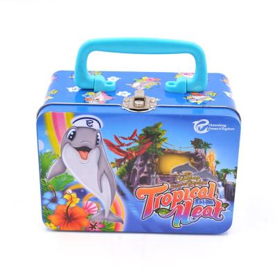 China Lovely For Kids Lovely Custom Small Lunch Tin Box With Plastic Handle For Kids for sale