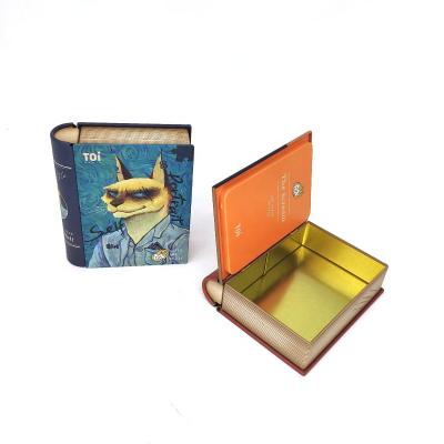 China Recycled materials fashion boutique rectangular puzzle tin box metal tin pencil case small size book shape Christmas tin box with fast delivery for sale