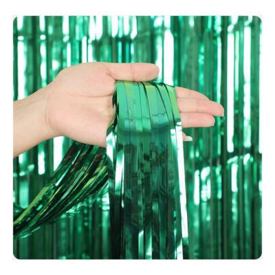 China Metal Party Decoration Factory Price Luxury Gray Foil Curtain Tinsel Foil Fringe Curtain for sale