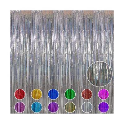 China Factory Made Backdrops Ramadan Holiday Party Decoration Happy Party Decoration Foil Fringe Curtain for sale