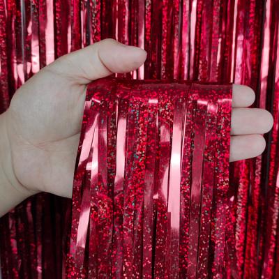 China Laser Green Foil Fringe Curtain Infantile Decoracion Christmas Day Decorations/Party Decoration 1*3M Dot for sale