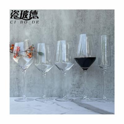 China Hand-blown glass wine glasses flutes handmade high quality custom made wedding bar gifts glass wine logo goblet home wine glass for sale