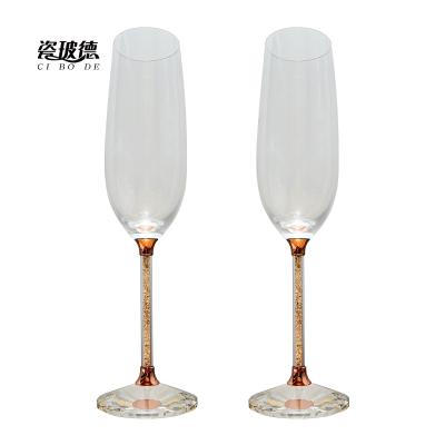 China Transparent Lead Free Glass Couples Stocked Champagne Glasses European American Style Goblets For Wedding Party Event for sale