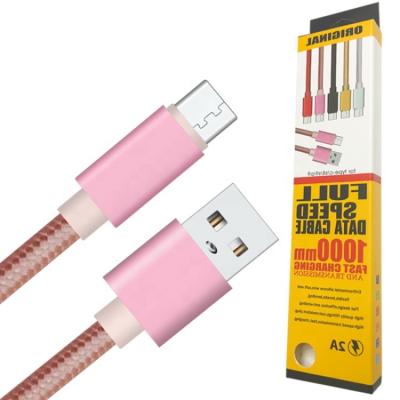 China Nylon Braided 3FT Type C Sync Charger MP3/MP4 Player Wholesale 1M Charging Cable Fast Transmit 2A USB Data Cable For Type C Data Line for sale