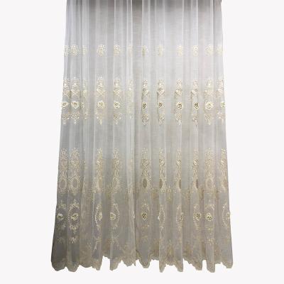 China Europe factory supply voile curtain panels embroidered sheer fabric curtains for sale