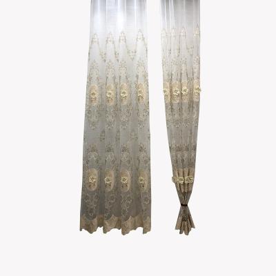 China Luxury Europe Gold Embroidered Turkish Style Embroidered Sheer Fabric Curtains for sale