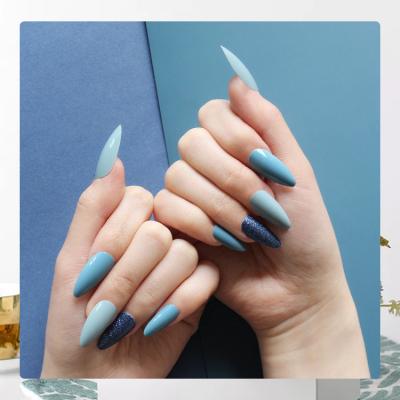 China Long Glitter Design Stiletto Matte Set OEM ODM Almond Pack Fashion Nail Art Beauty False Acrylic Tips Acrylic Nails for sale