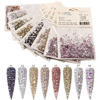 China Long Finger Nail Art 3D ab Nail Art 3D Flatback HotFix Clear Glass Crystal Rhinestones Decorations Multicolor Gold Phone DIY Glass Style for sale