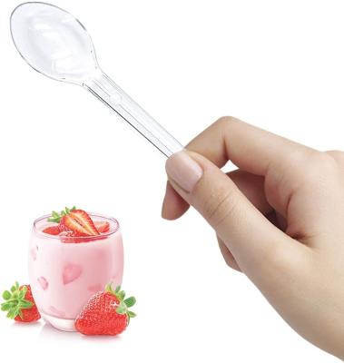 China Hotel Restaurant Mini Disposable Dessert Spoons Transparent PS/PP Home Ice Cream Spoon for Party for sale