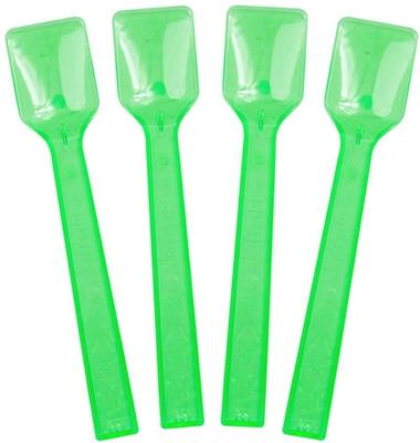 China Wedding Party Disposable Home Hotel Gelato Wedding Hotel Restaurant Disposable Clear Green Plastic Spoons For Spooning Delicious Desserts PS/PP for sale