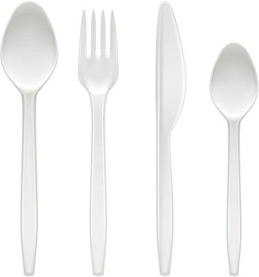 China Hotel Restaurant Disposable Home Restaurant Plastic Cutlery Set PS/PP White for sale