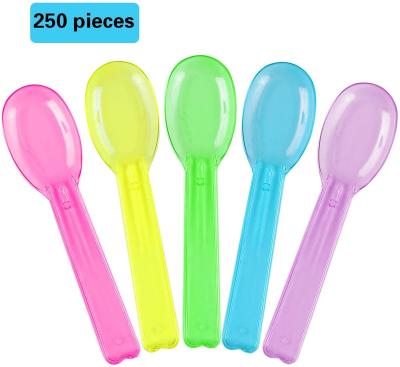 China Colorful Disposable Plastic Dessert Dessert Ice Cream PS Spoon for sale