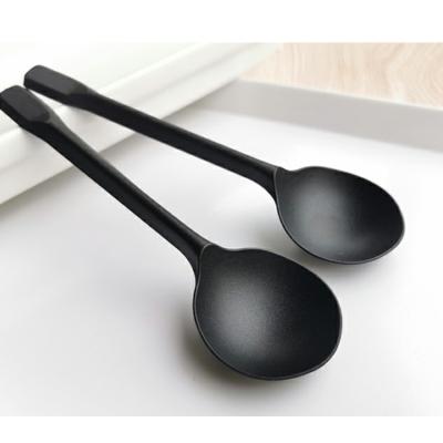 China Disposable Eco - Friendly Disposable Cornstarch Chinese Soup Spoons Black for sale