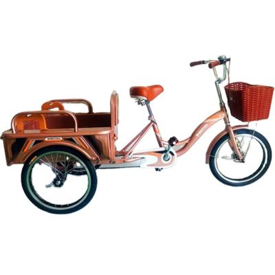 China Pdal Tricycle 20inch Folding Three Wheels Steel Folding Tricycle With Two Seats Cargo Bike For Agricultur/Auto Rickshaw Sales for sale