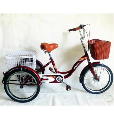 China Pdal tricycle 20inch steel tricycle with rear cargo bike with 3 wheels tricycle for adults for sale