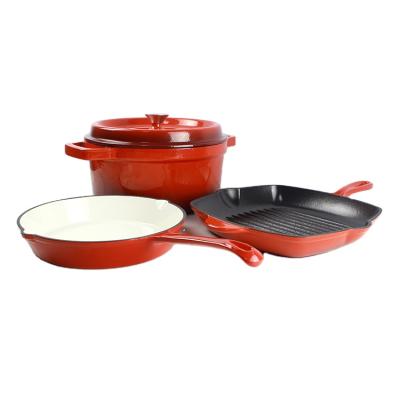 China Cast Iron Sell Well New Type Four Piece Fry Pan And Pot Set Kitchen Cookware Set Pans for sale