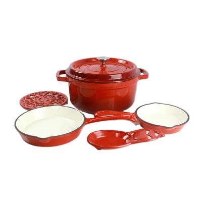 China Casserole Kitchen Cookware Cast Iron Pans And Pot Sets Cast Iron With Trim Set for sale