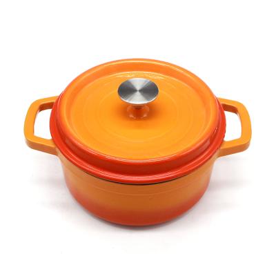 China Sustainable Wholesale High Quality Orange Enamel Food Heater Die Cast Iron Casserole Pot for sale