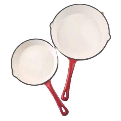 China Factory Modern Hot Selling Cast Iron Red Enamel Skillet / Frying Pan Sets for sale