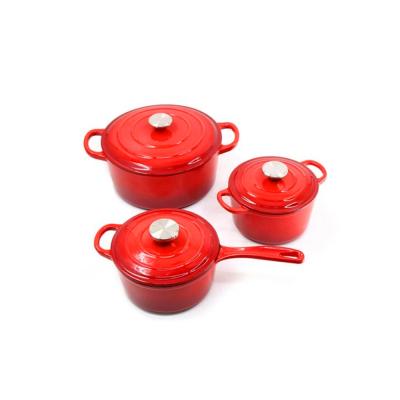 China Sustainable Enamel Cast Cookware Set Cast Iron Casserole Set for sale