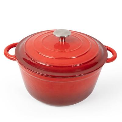 China Sustainable Factory Enamel Cast Iron Round Casserole Cooking Pots With Lid And Handle for sale