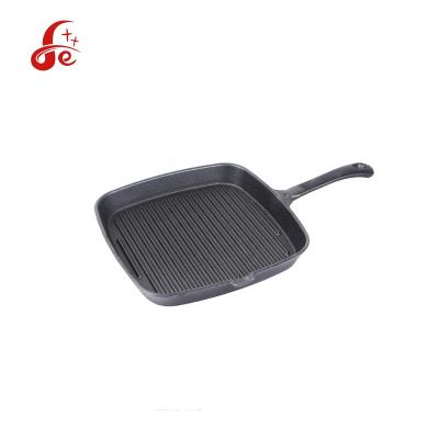 China Wholesale Best Sustainable Quality Pure Cast Iron Frying Pan BBQ Grill Pan For Use With Long Handle for sale