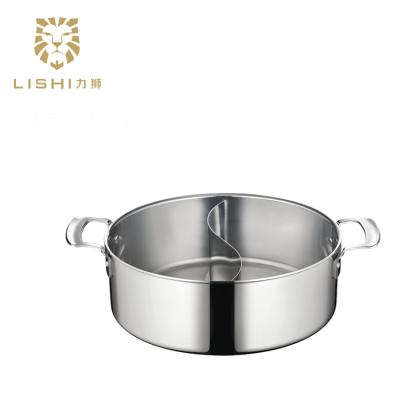 China Triple Sustainable Shabu Shabu Stainless Steel Hot Pot With Cover for sale