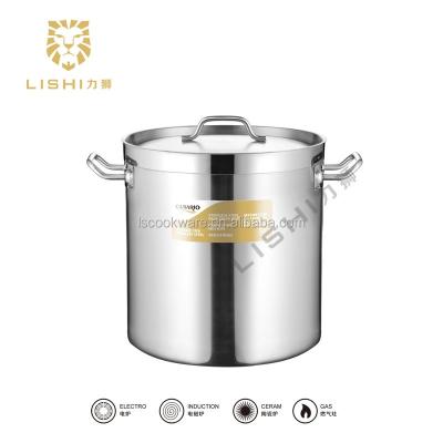 China Sustainable Deep Draw Stainless Steel Stock Pot With Sandwich Bottom And Lid (04 Style) 50CM 98L for sale