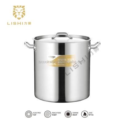 China Deep Draw Stainless Steel Sustainable Stock Pot With Sandwich Bottom And Lid (03 Style) 30CM 21L for sale