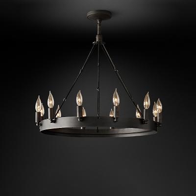 China Retro Industrial American Rural Industrial Chandelier Restaurant Hotel Custom Iron Candle Chandelier for sale