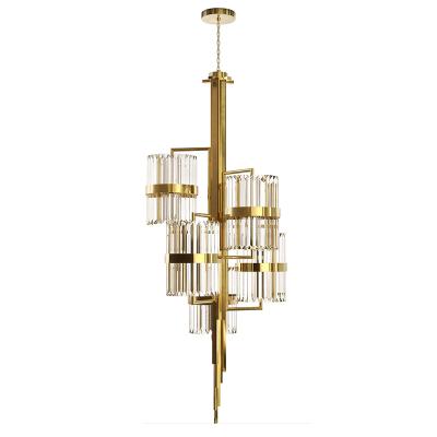 China Retro Modern Copper Style Custom Crystal Light Luxury Chandelier for sale