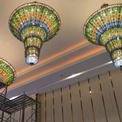 China Custom Modern Exquisite Stained Glass Chandeliers For Dubai Hotel Lobby for sale